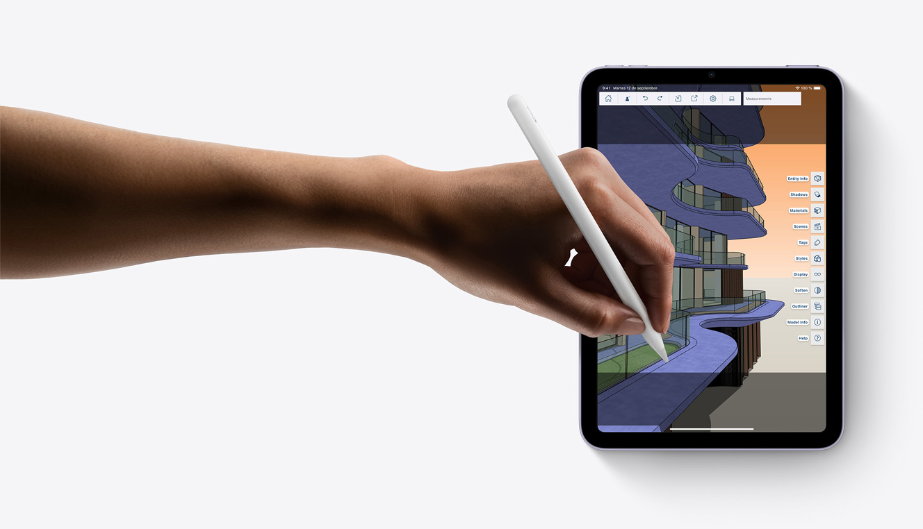 Uso de la app SketchUp con el Apple Pencil en el iPad mini