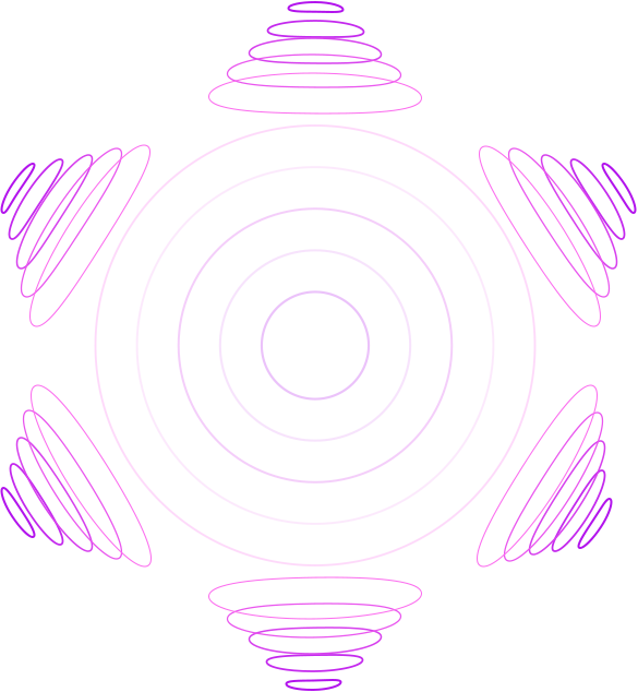 紫色の音波が円になってヘッドラインを囲んでいる。