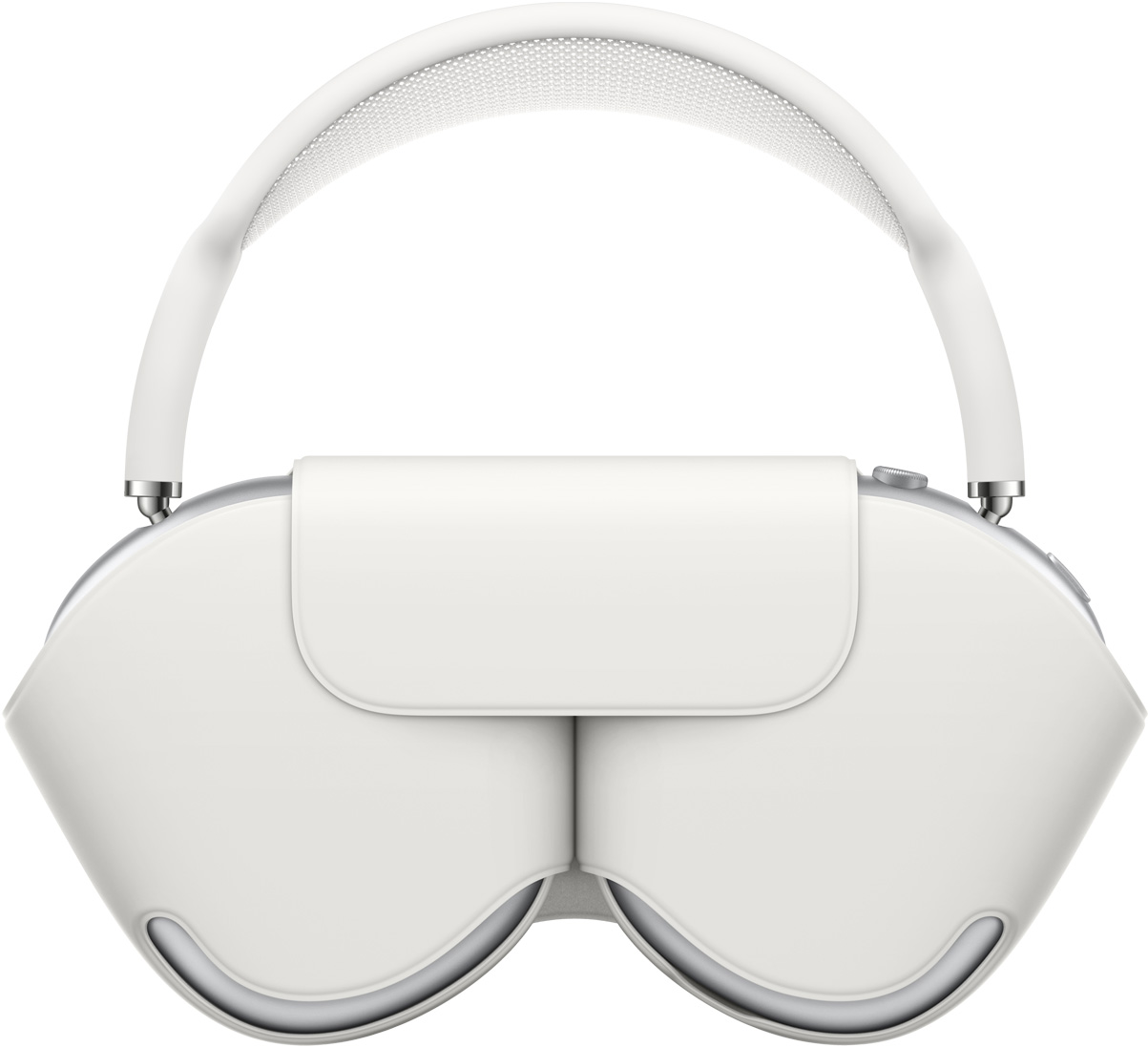 Imagen de unos AirPods Max en plata dentro de una funda Smart Case a juego que protege los auriculares y deja la diadema a la vista.