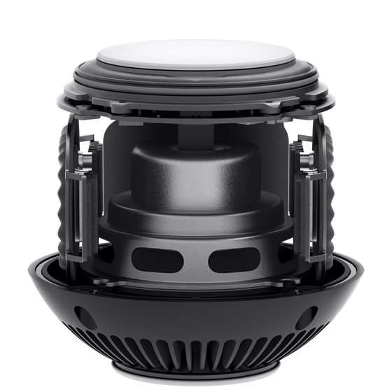 X-ray of HomePod mini showing its internal components.