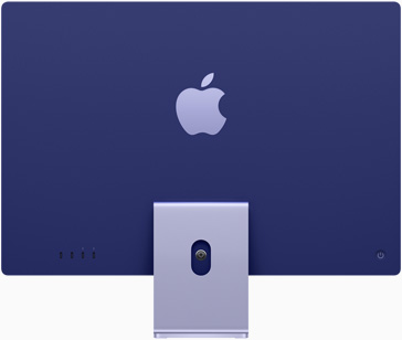 iMaci tagakülg, Apple'i logo keskel aluse kohal, lillas värvitoonis
