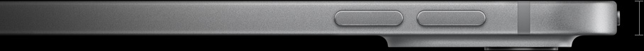 13インチiPad Proの側面の外観、5.1ミリメートル、音量を上げるボタン、音量を下げるボタン、丸みを帯びた四隅、直線的なエッジ、Proのカメラシステムが少し突き出ている