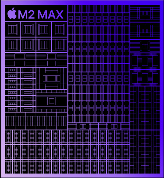 Diagrama esquemático de un chip M2 Max