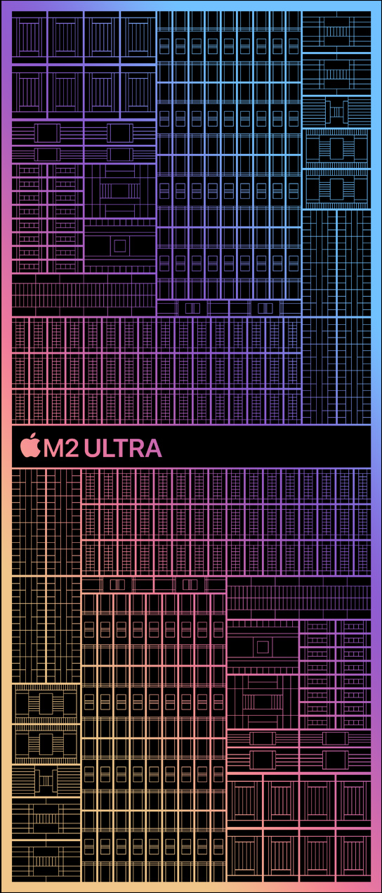 Ilustração do chip M2 Ultra.