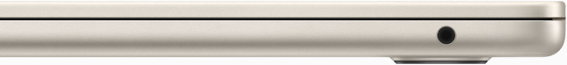 Imagem lateral do MacBook Air que mostra a entrada para fones de ouvido.