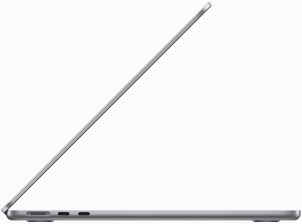 Vista lateral de un MacBook Air en gris espacial